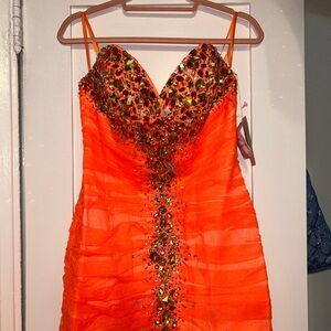 Jovani Mermaid Bright Orange Prom Dress